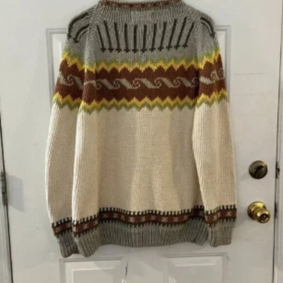 The Sweater Venture Handknit Beautiful Fair Isle Cotton Winter Sweater Sz XL - Picture 4 of 5